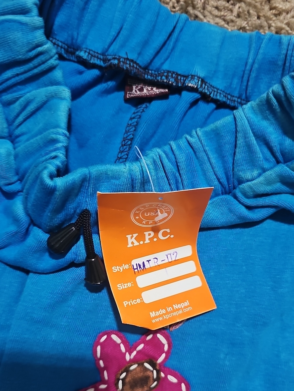 NWT K.P.C. Pants Bohemian Handmade In Nepal Embroidered Drawstring - Picture 4 of 6